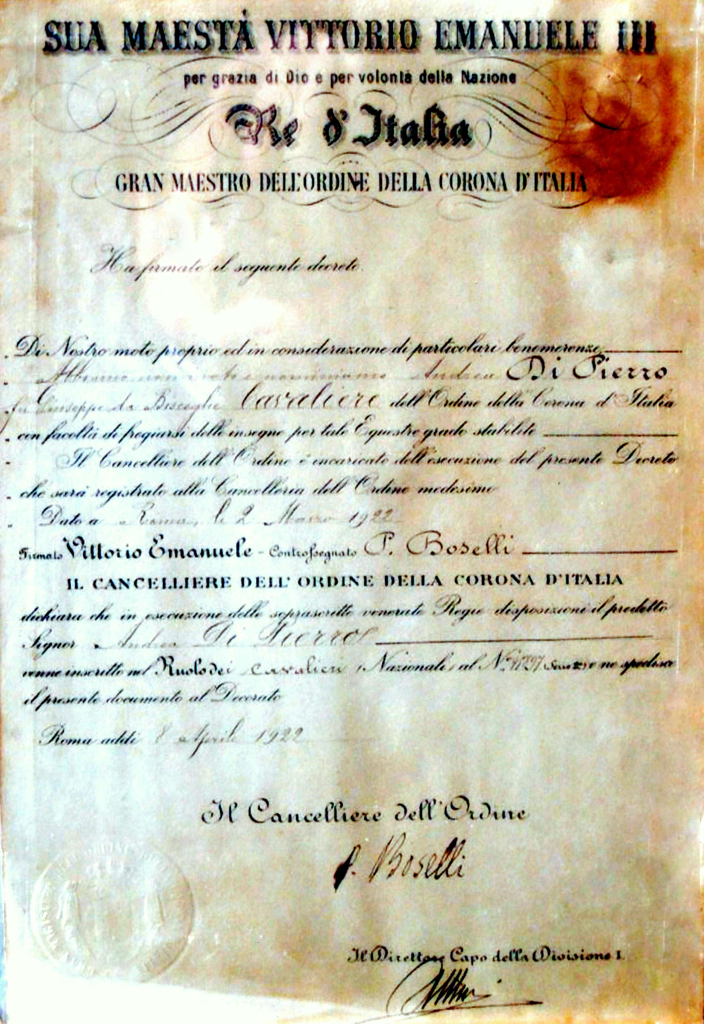 Diploma di cavaliere